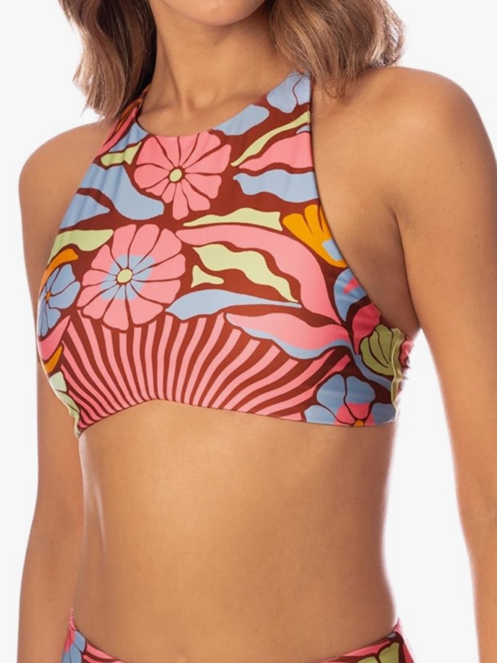 Maaji Women's Batik Floral Matilda Reversible High Neck NWT SIZE M